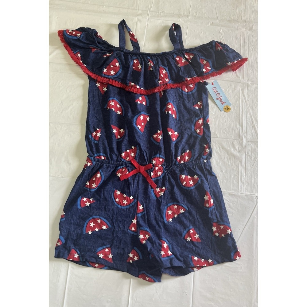 Cat & Jack Patriotis Blue Romper Shorts Girl's Size XL (14/16)